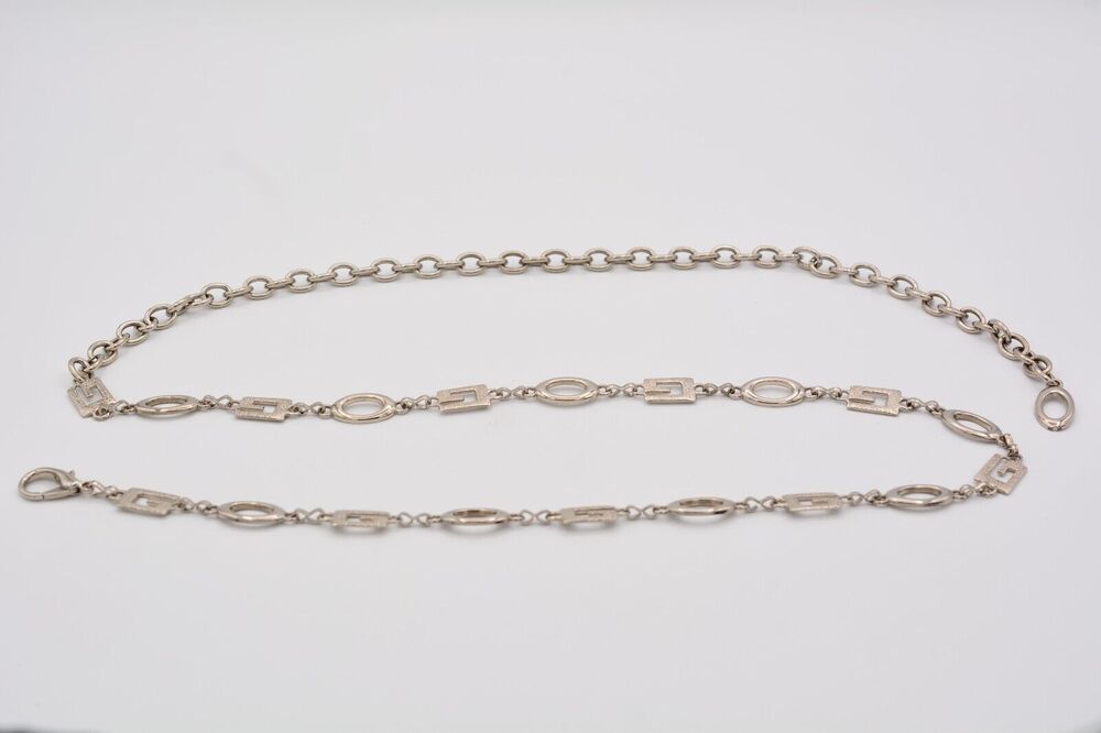 Vintage Statement Waist Chain Belt Silver Tone G Linked Chunky 25"-40" 1980s